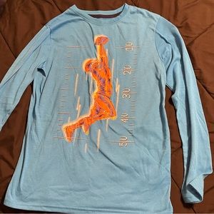 Boys light blue and orange long sleeve shirt